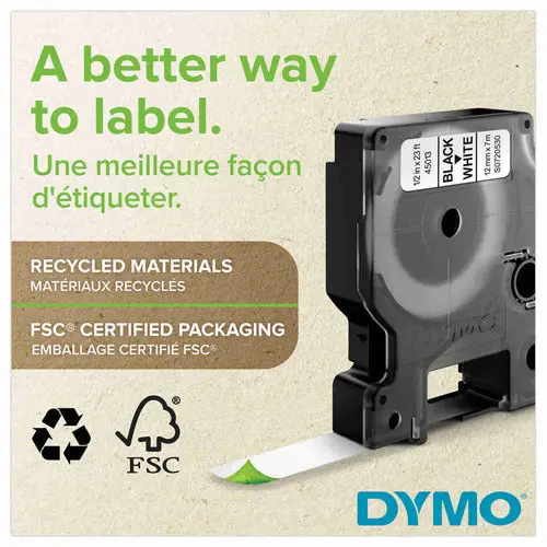Tape gele etiketten voor labelmanager DYMO D1 - 19mm - Opdruk Zwart