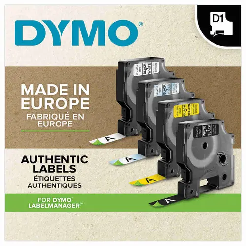 Tape gele etiketten voor labelmanager DYMO D1 - 19mm - Opdruk Zwart