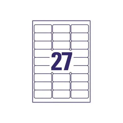 vellen met 27 verwijderbare witte labels - 63,5x29,6mm - AVERY 