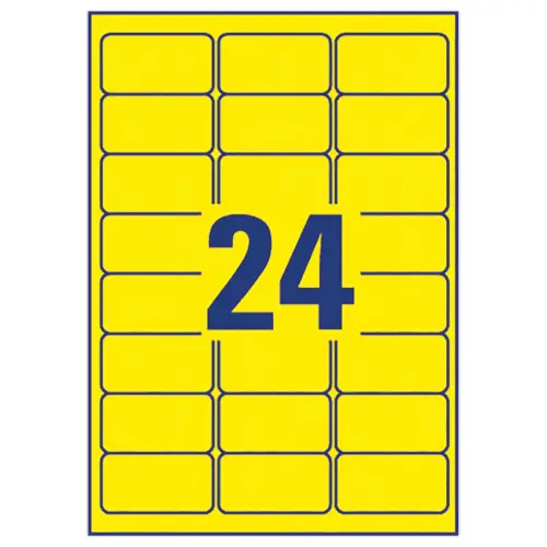 20 Vellen van 24 gele etiketten - 63,5x33,9mm - AVERY