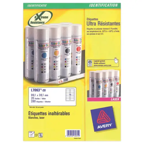 Ultrasterke laseretiketten AVERY 99,1 x 38,1 mm 280/doos