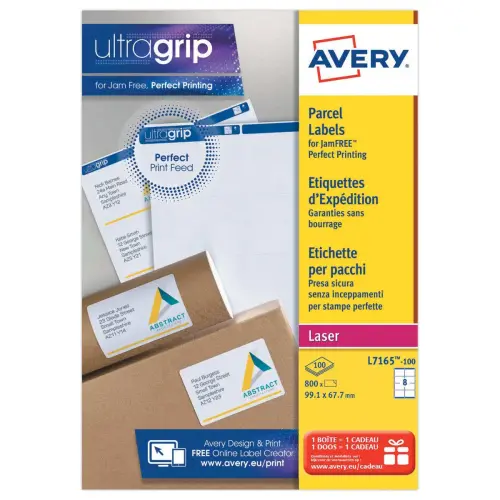 100  Vellen laseretiketten AVERY B99,1 x H67,7mm - wit - 800 etik/doos 
