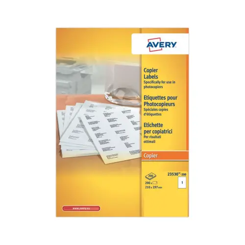 200  Vellen etiketten AVERY voor kopieermachines B210  x H297 200 etik/doos 