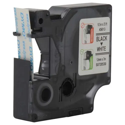 Tape DYMO D1 - 12mm - Opdruk Zwart/Ondergrond Wit