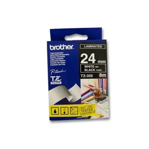 Ruban voor labelprinter BROTHER 24mm - wit/zwart - TZE355 