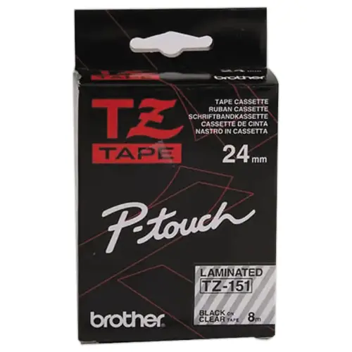 Tape BROTHER TZ151 - 24mm - Afdruk Zwart/Achtergrond Transparant