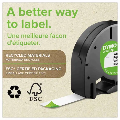 Tape in papier voor etiketprinter Dymo Letratag - zwart op witte achtergrond - DYMO