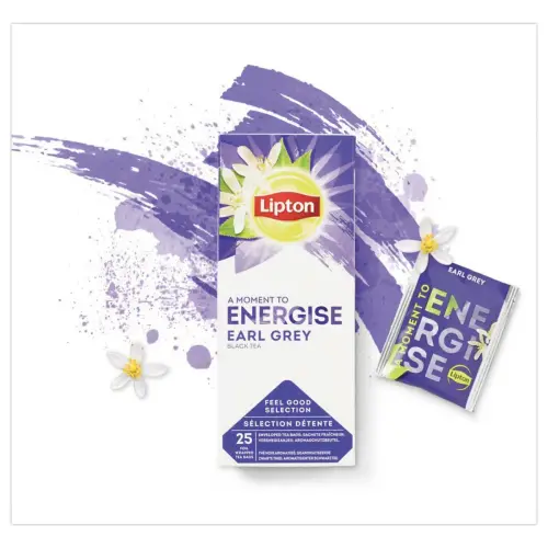 25 theezakjes Earl Grey " Energise" smaak Bergamote.
