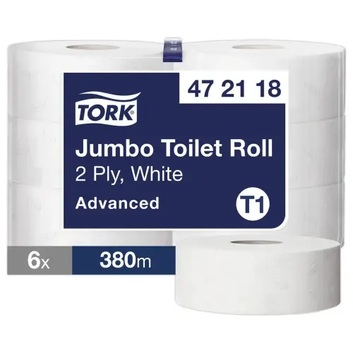 6 Maxi-toiletrollen Jumbo LOTUS wit katoenen toiletpapier 380 meter