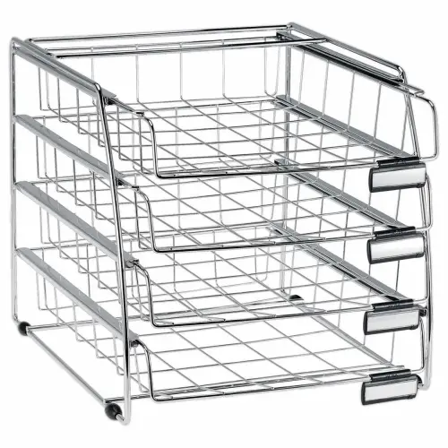 Set 4 glijdende brievenmandjes - metaaldraad - frontaal liggend