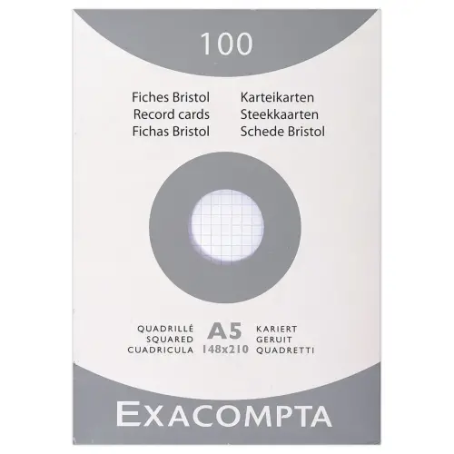 100 Witte bristol-steekkaarten 14,8 x 21 cm - 5x5 - 210g