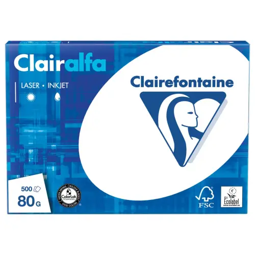 5  Pakken 500 vellen papier CLAIREFONTAINE Clairalfa -A4 - 80g 