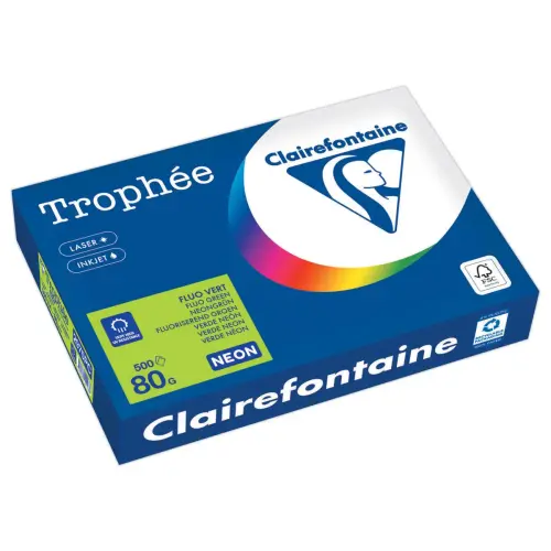 Papierriem fluorescerend gekleurd papier A4 - Trophée 80g - Fluo goen - CLAIREFONTAINE