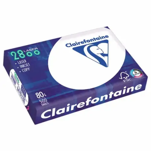 240  Ramettes van 500 vellen wit papier CLAIREFONTAINE 2800 A4 80g 