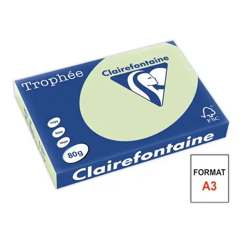 Pak papier pastelkleur - A3 - Trophée 80g - Golfgroen - CLAIREFONTAINE