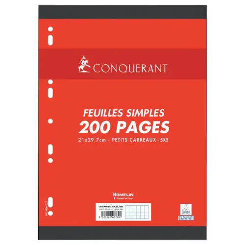 100 Enkele papiervellen A4 CONQUERANT 90g - 200p. 5X5 - los verpakt