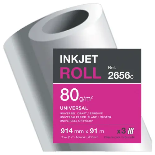 3 Rollen plotterpapier - 91 m - 80g - CLAIREFONTAINE