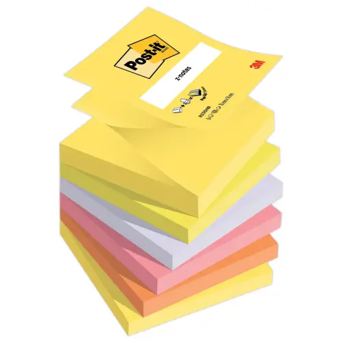 006 POST-IT&reg; Blokken met elk 100 herpositioneerbare Z-Notes - Diverse neonkleuren 