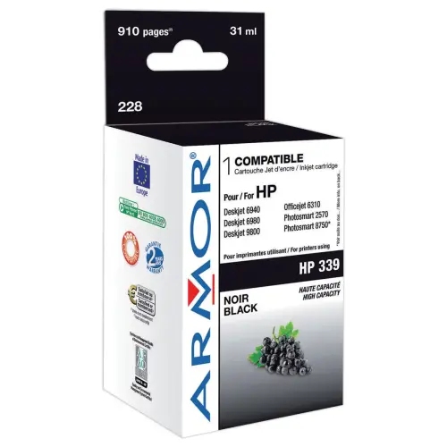 Inkjetcartridge ARMOR equivalent aan HP C8767A (Nr 339) - Zwart HC