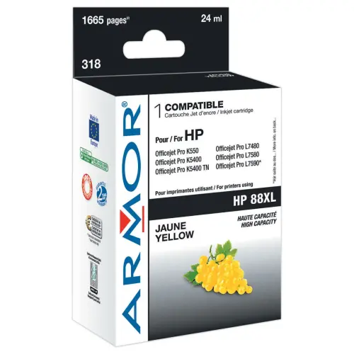 Inktcartridge ARMOR geel compatibel met HP 88