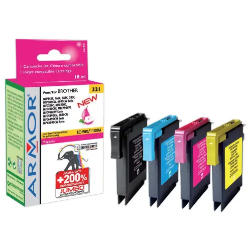 Inkjetcartridge ARMOR equiv. BROTHER LC980 1100 - Zwart
