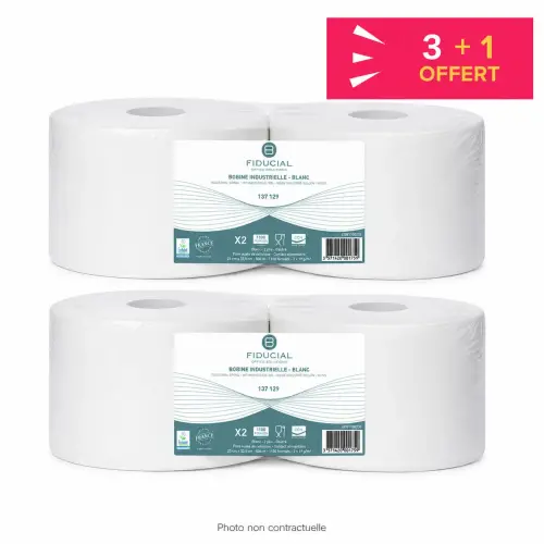 3 industriële rollen keukenpapier + 1 gratis - Dubbele dikte - Fiducial