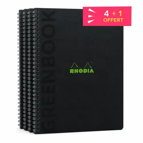 4 Schriften + 1 gratis - A5+ - 160 pagina's - 5x5 - Zwart - Rhodia