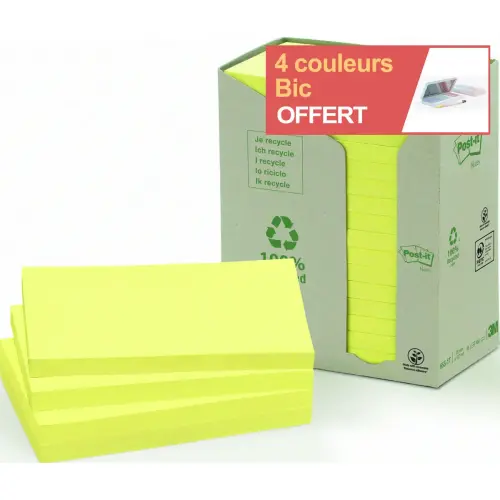 16 Herpositioneerbare gerecycleerde notities - 76 x 127 mm - Post-It 