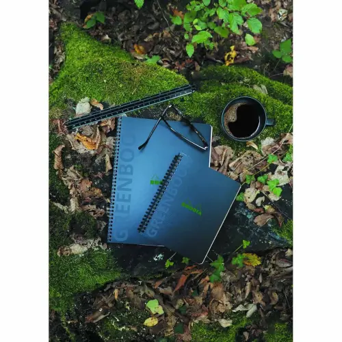 4 Rhodia-schriften van gerecycled polypropyleen + 1 gratis - 160 pagina's A4+ gelinieerd. Zwart 