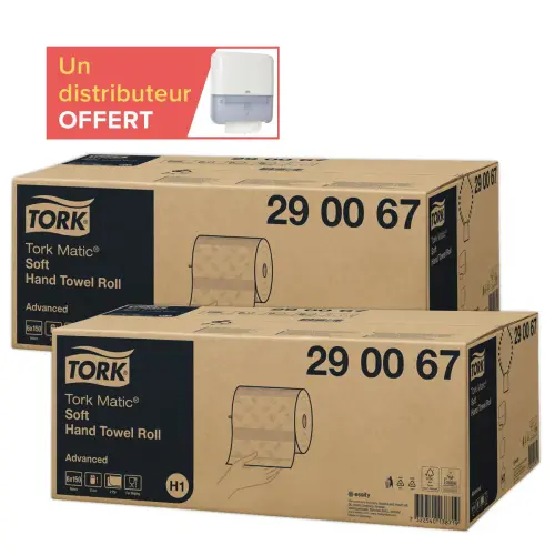 12  rollen (2 dozen van 6) Tork matic H1+ 1 gratis H1 dispenser 