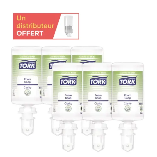 6 Tork S4 1L heldere foam zeep navullingen + 1 gratis S4 dispenser