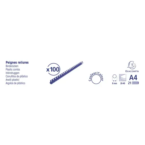Doos 100 plast.inbindruggen 8mm A4 zwart
