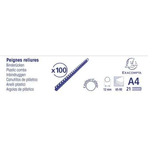 Doos100 plast.inbindruggen 12mm A4 zwart 