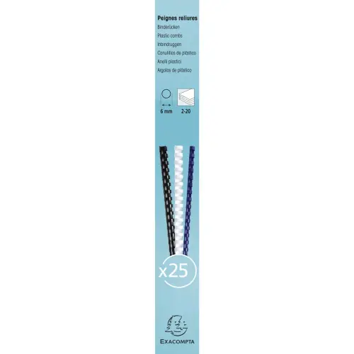 Doos 25 plast.inbindruggen 6mm A4 zwart