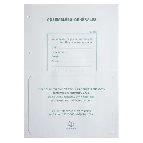 Navulling A4 voor registerbinders - 100 vellen met 4-gaats perforatie - Exacompta