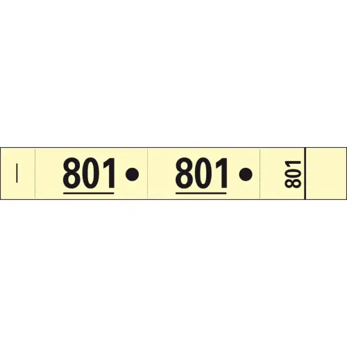 Boekje van 50 genummerde kleedhokjestickets met 3 delen (waarvan 2 delen met gaatjes) - Formaat 20 x 3 cm - Geel - Exacompta