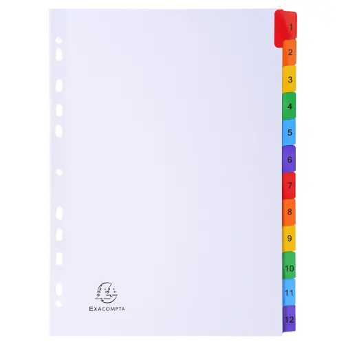 Tabbl.karton 160g A4 index 12 tabs wit