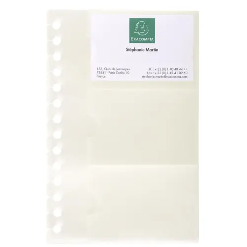 Vervangingsset van 10 uitneembare hoesjes voor Exactive® visitekaarthouder - 19 x 12,5 cm - Kristal - Exacompta