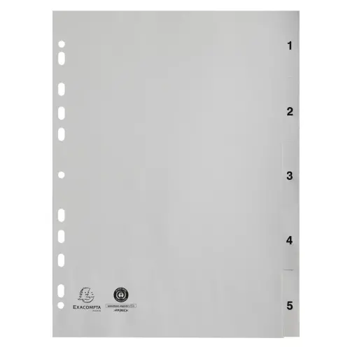 Witte digitale PP-tabbladen met 5 posities - A4 - Wit - Exacompta