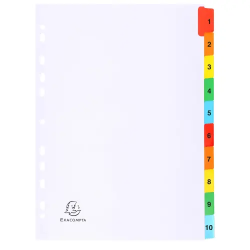 Tabbladen met digitale bedrukking, wit karton 160 g, 10 posities - A4 - Wit - Exacompta
