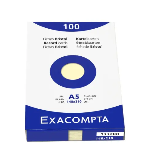 Doos van 100 kaartjes - effen bristol niet-geperforeerd 148 x 210 mm - Geel - Exacompta
