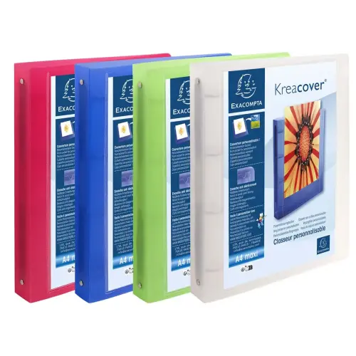 4-rings map 30 mm polypropyleen chromaline 10/10e Krea Cover - A4 maxi - Assortimente kleuren - Exacompta