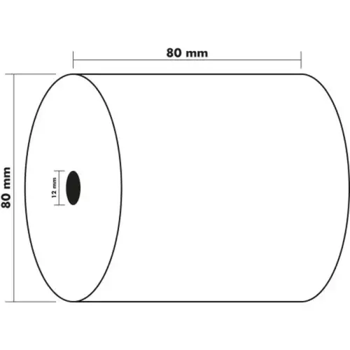Rol papier voor kassabonnen 80 x 80 mm - 1-laags thermisch 55 g/m2 zonder BPA - Exacompta