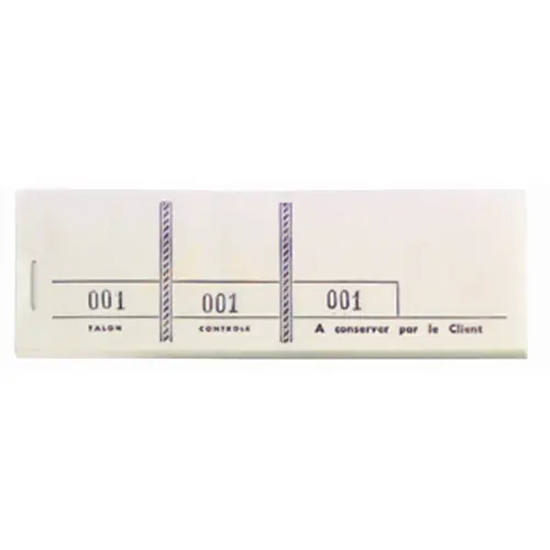 Blok passe-partout 100 genummerde formulieren met 3 luiken - Formaat 4,8 x 15 cm - Wit - Exacompta