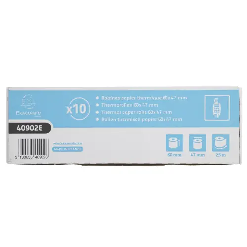 Rol voor bankkaartbonnen 60 x 47 mm - 1-laags thermisch 55 g/m2 zonder BPA - Exacompta 