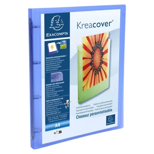 Ringmap 4 ringen 15 mm polypropyleen chromaline 5/10e Kreacover&reg; - A4 - Blauw - Exacompta 