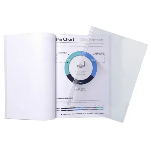 Zakje van 10 presentatiemapjes om te binden met Serodo glad PVC 20 x 100 micron - A4 - Kristal - Exacompta 