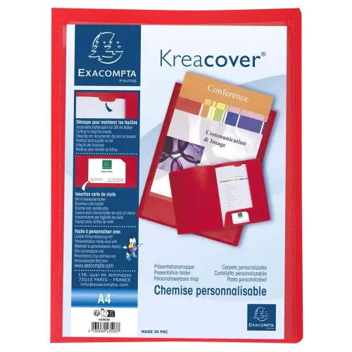 Polypropyleen presentatiehoes Krea Cover - A4 - Rood - Exacompta