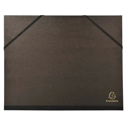 Kraft zwart gelakt tekenkarton met elastieken 26 x 33 cm - Voor formaten A4 en 24 x 32 cm - Zwart - Exacompta