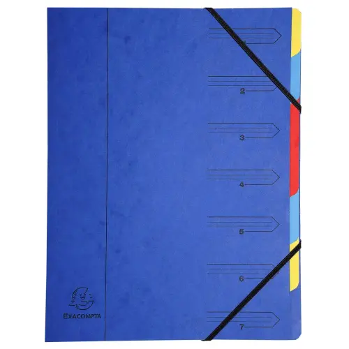 Sorteermap elastosluiting 7 vak blauw